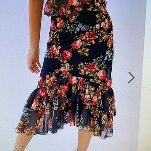 Navy floral skirt